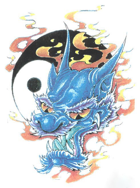 龙头点刺纹身手稿原图