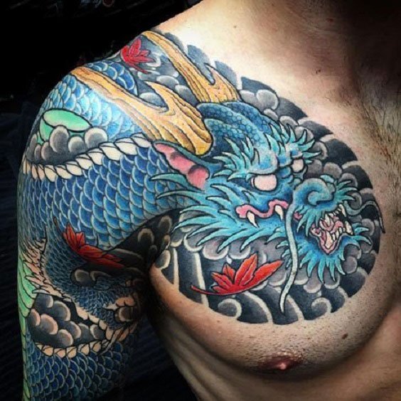 全彩中国龙纹身图案 纹身图案男