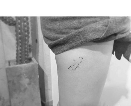 小清新大腿星星纹身图案