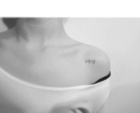 小清新锁骨心电图纹身图案