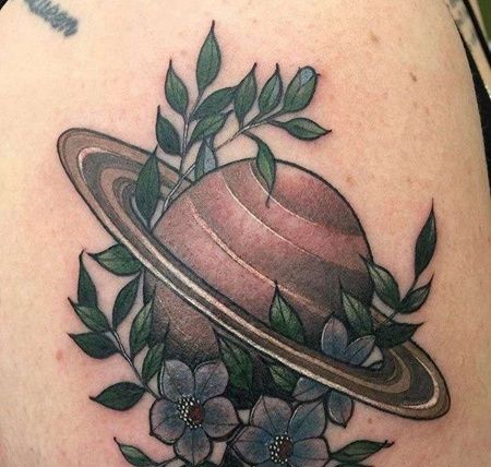 New School大腿星星纹身图案