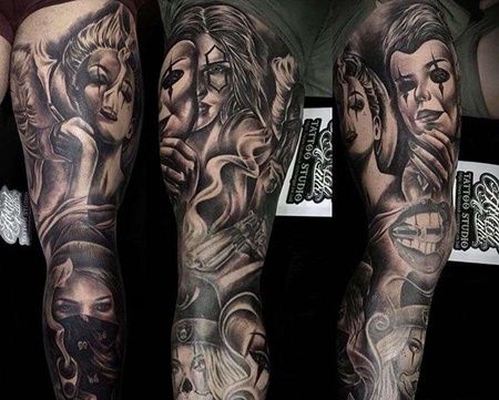 写实腿女人纹身图案