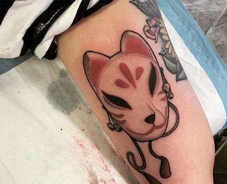 New School大臂狐面纹身图案