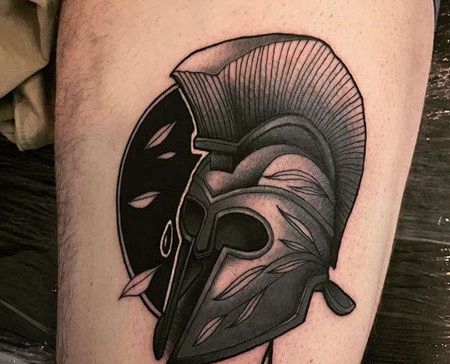 New School大腿头盔纹身图案