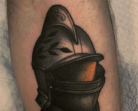 New School小腿骑士纹身图案