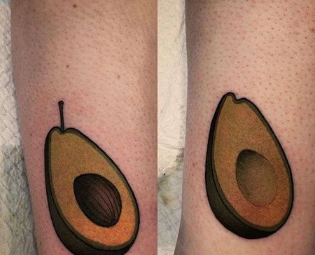 New School小腿牛油果纹身图案