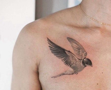 泼墨前胸燕子纹身图案