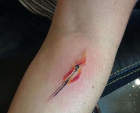 New School小臂火柴纹身图案