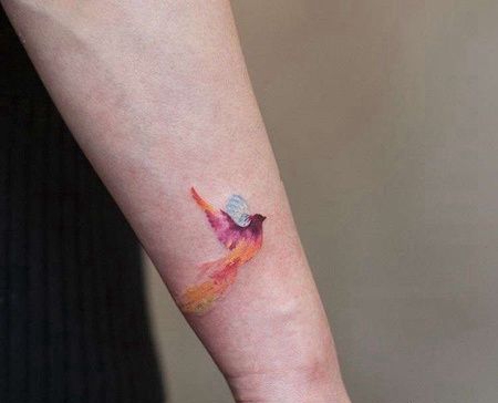 泼墨小臂凤凰纹身图案