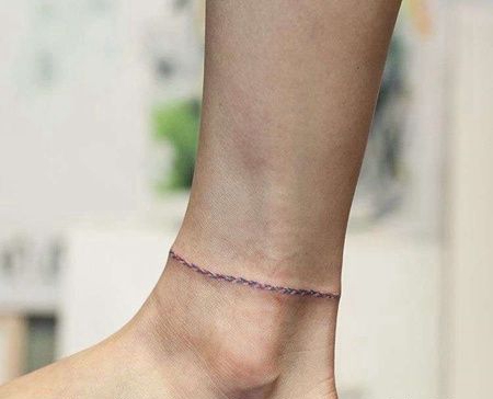 水彩脚踝绳子纹身图案