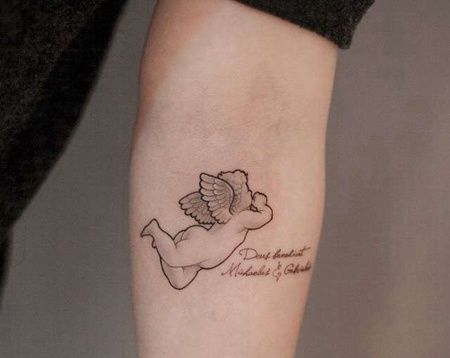 小清新小臂天使纹身图案