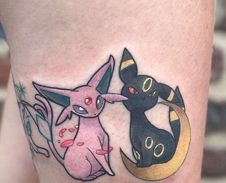 卡通神奇宝贝大腿伊布纹身图案