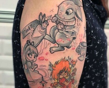 New School大臂兔子纹身图案