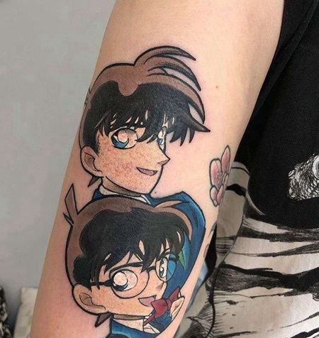 卡通小臂工藤新一江户川柯南纹身图案