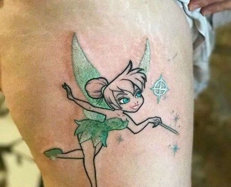 New School大腿花仙子纹身图案