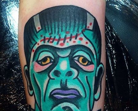 Old School小腿僵尸纹身图案