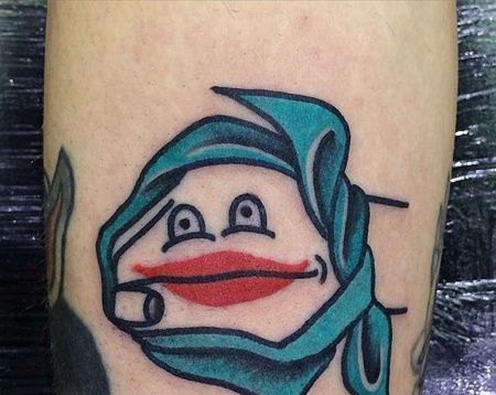 Old School小腿头巾纹身图案