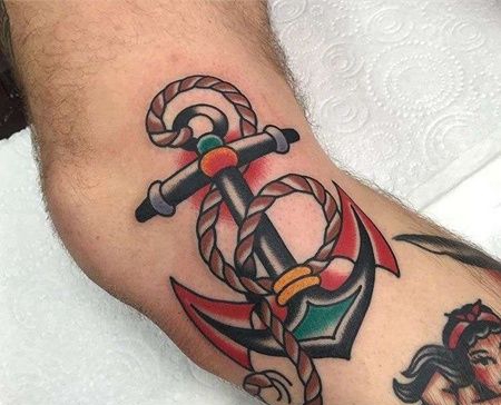Old School胳膊船锚纹身图案