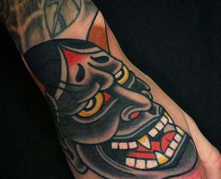 Old School手背般若纹身图案