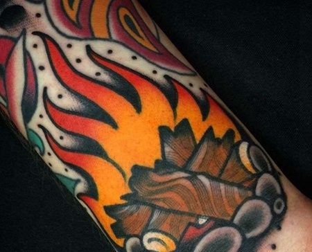 Old School手腕火堆纹身图案