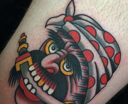 Old School大腿海盗纹身图案