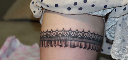 美女腿部性感蕾丝纹身图案