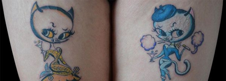 腿部Q版小狐狸纹身图案