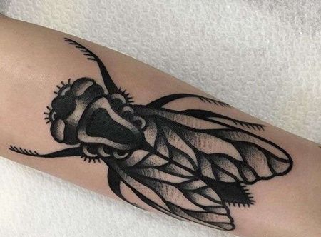 Old School小臂蝉纹身图案