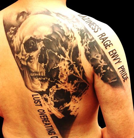 背部骷髅死神纹身图案