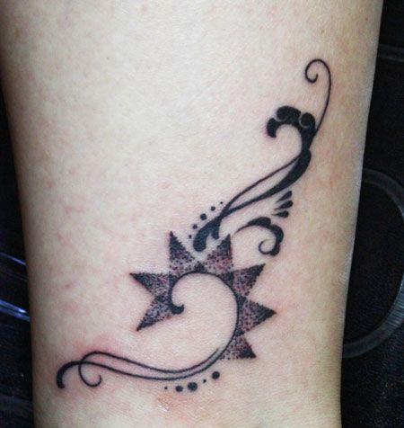 脚踝点刺抽象纹身图案