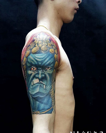 邪魔畏惧，手臂不动明王纹身图案