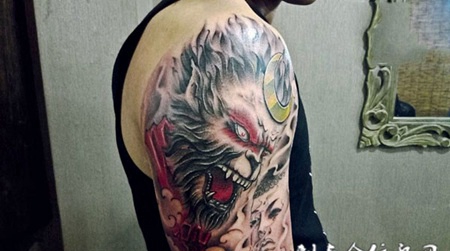 凌霄殿的怒吼，手臂斗战胜佛创意纹身