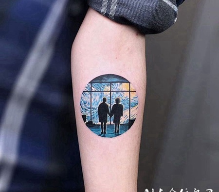 相守时光，手臂个性彩绘纹身
