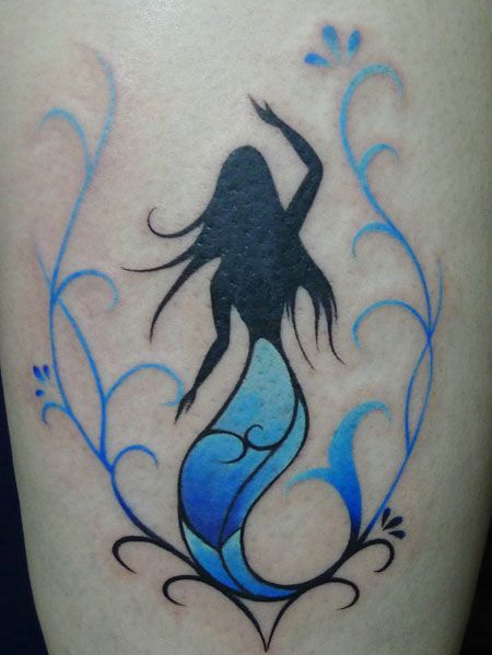 美人鱼背影图腾纹身图案