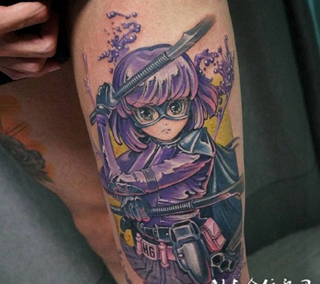 暴力小萝莉，大腿超杀女卡通彩绘纹身