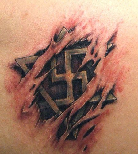撕皮六芒星纹身图案