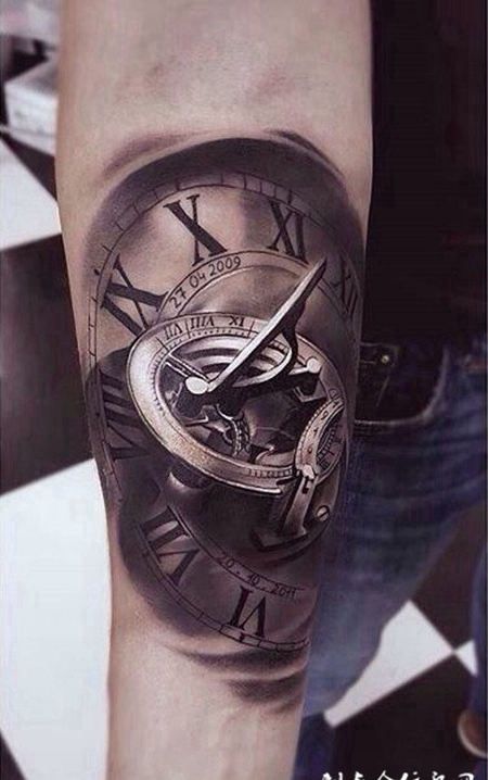 消逝的时光，手臂时钟d纹身