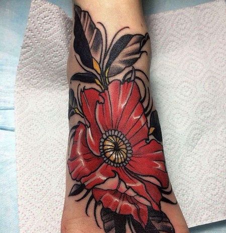 脚背new school花朵