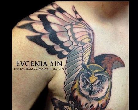 胸部前侧new school 猫头鹰