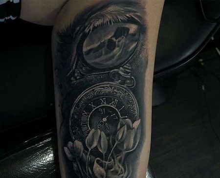 大臂内侧黑灰钟表