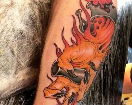 小腿外侧new school火焰