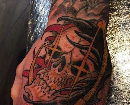 手背new school骷髅