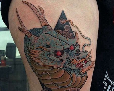 大腿外侧日式传统龙