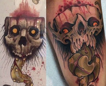 手臂外侧new school骷髅