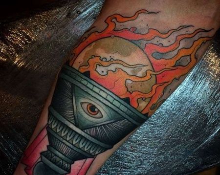 小腿外侧new school火焰与水晶球