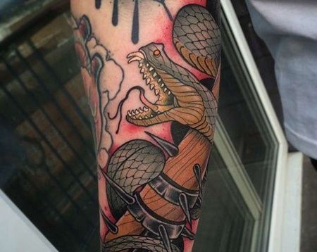 小臂内侧new school 蛇