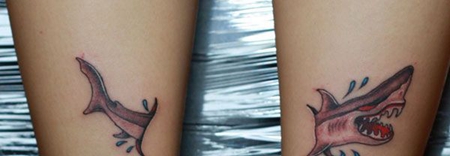 情侣小腿鲨鱼纹身图案