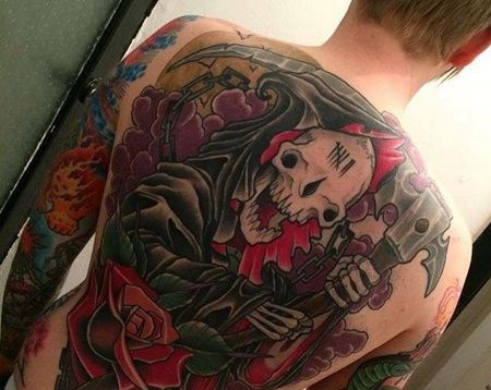 满背new school 骷髅镰刀