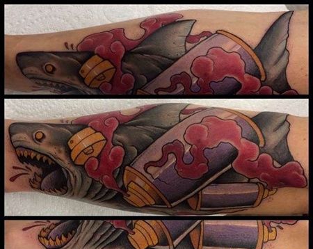 小臂内侧new school 鲨鱼