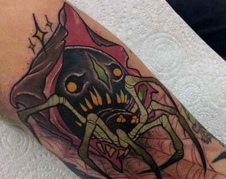 小臂外侧new school 蜘蛛